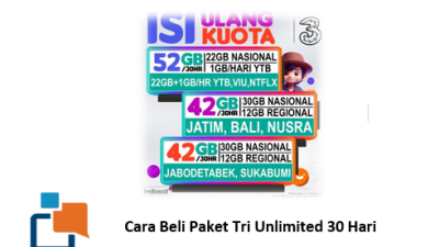 Anti Ribet! Cara Beli Paket Tri Unlimited 30 Hari untuk Internetan Puas Sebulan Penuh